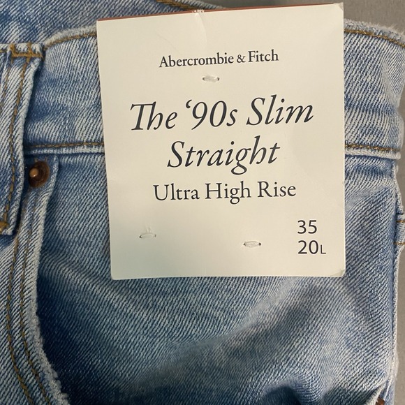 Abercrombie Fitch Jeans Womens 35/20R Light Wash Straight Ultra High Rise NWT$90 - Picture 8 of 13